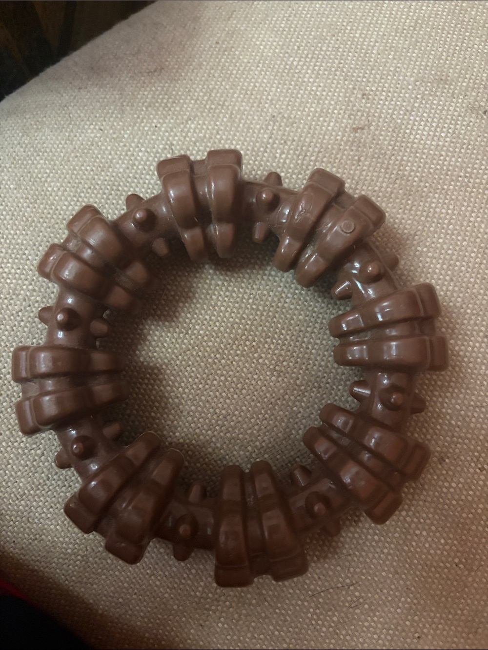 Textured Brown Ring Chew Toy
